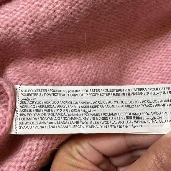 MNG Pink Knit Sweater Womens Size XL Crop Polyester Wool Blend - Picture 7 of 8